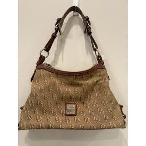 Dooney & Bourke Vintage Y2K DB Monogram Shoulder Bag Brown Hobo Leather